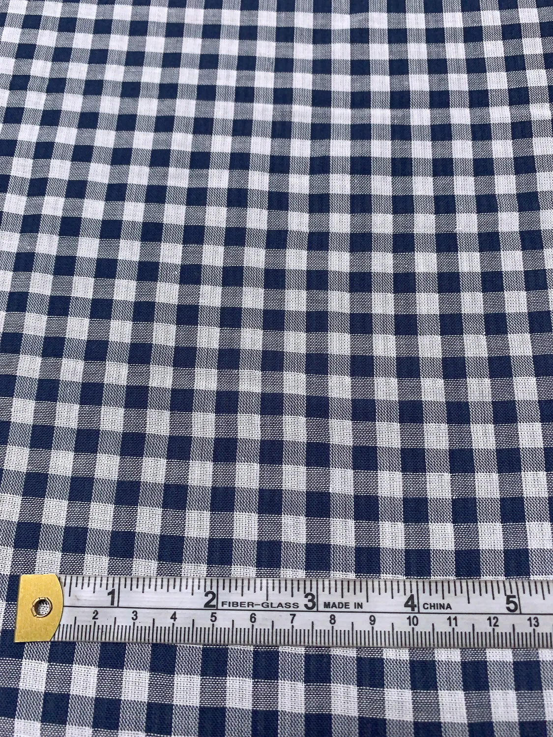 2-Ply Gingham Check and Striped Yarn-Dyed Double Cotton Voile - Navy / White