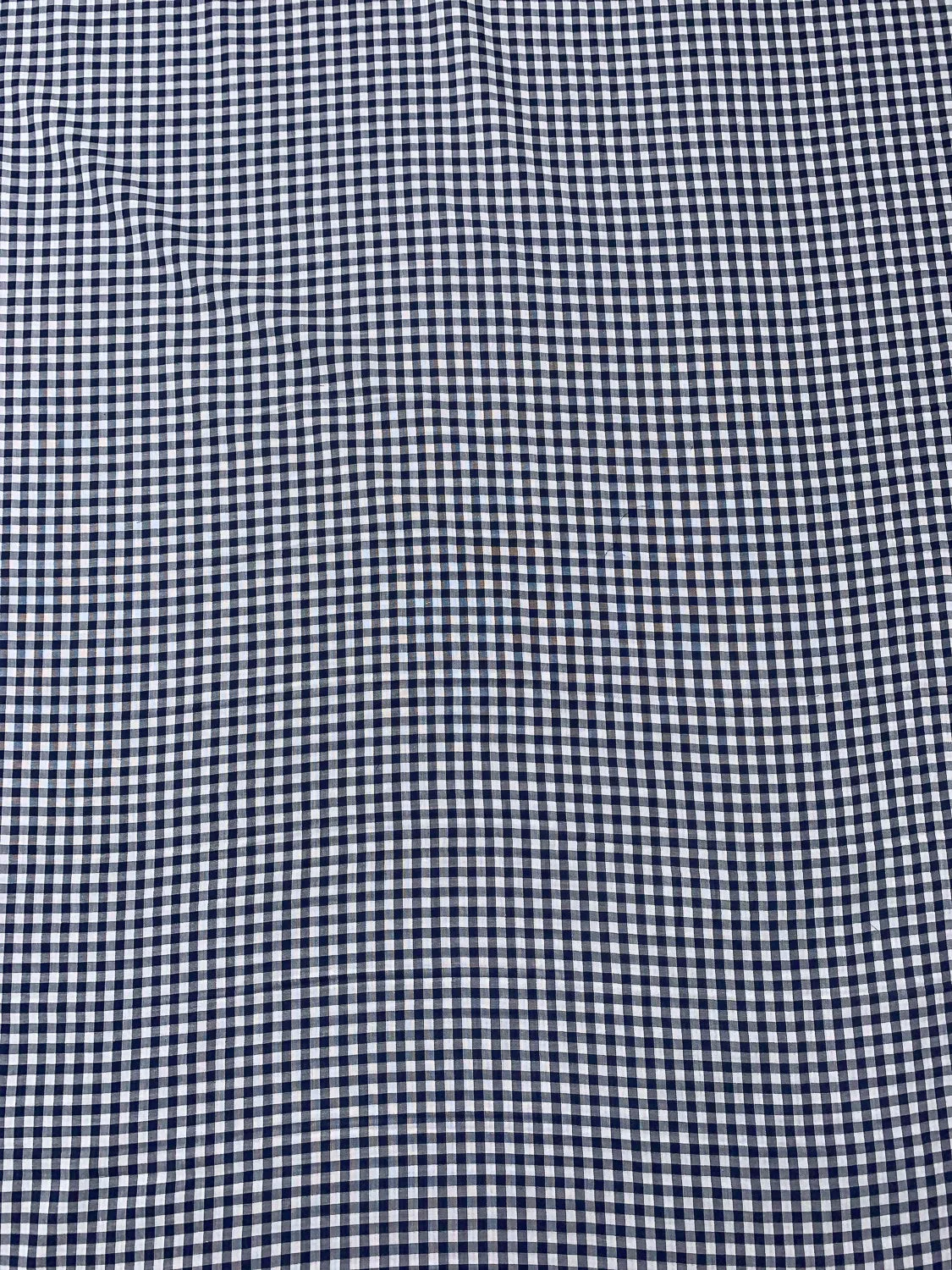 2-Ply Gingham Check and Striped Yarn-Dyed Double Cotton Voile - Navy / White