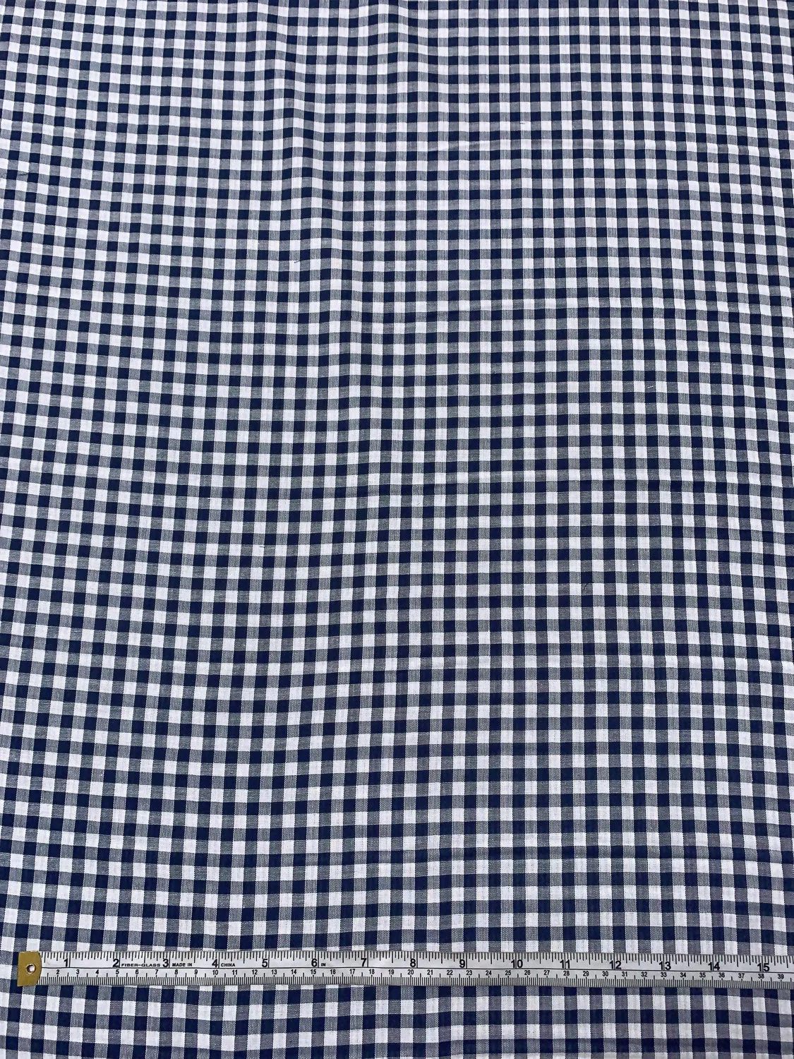 2-Ply Gingham Check and Striped Yarn-Dyed Double Cotton Voile - Navy / White