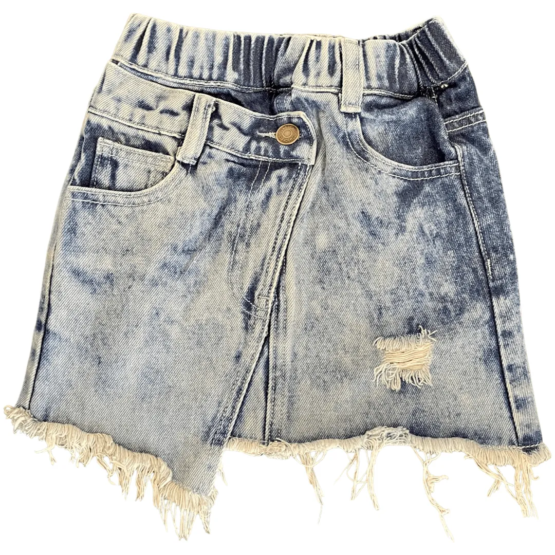 3-Day Weekend Distressed Denim Skirt