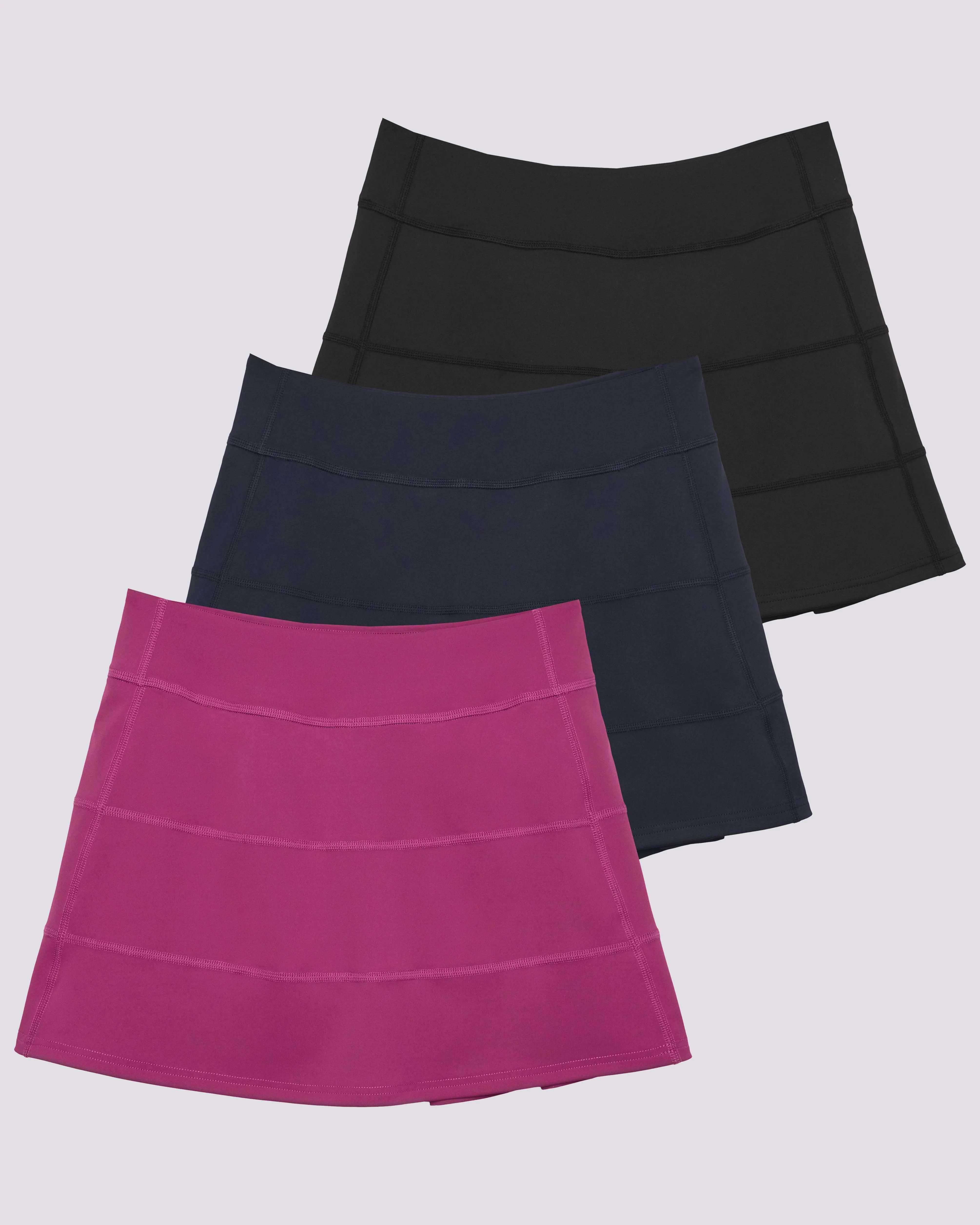 3 Pack: Women's 14 Pleated Tennis Skorts with Pockets