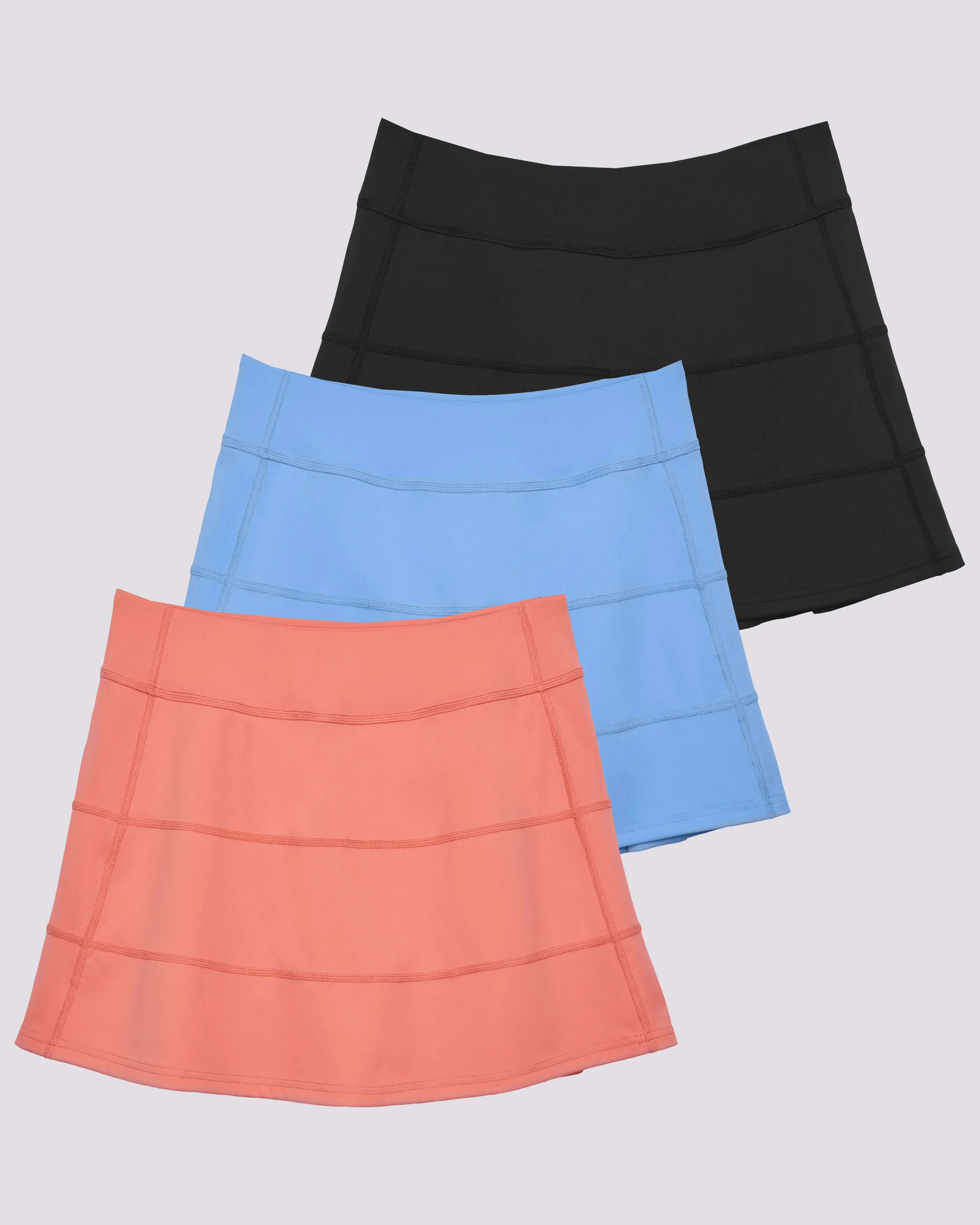 3 Pack: Women's 14 Pleated Tennis Skorts with Pockets