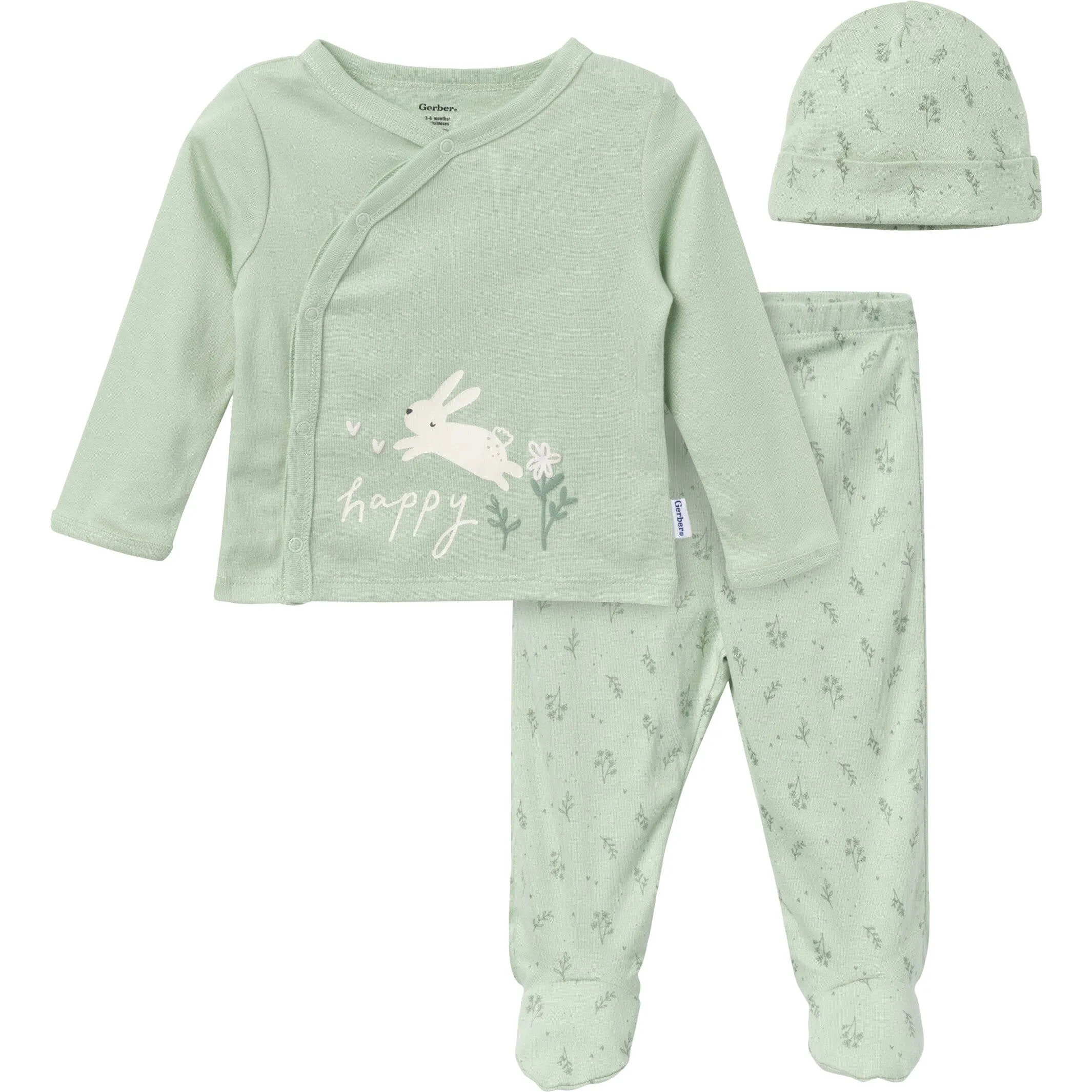 3-Piece Baby Girls Happy Bunny Take Me Home Set