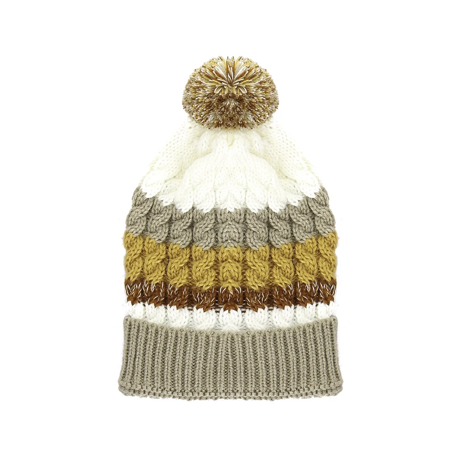 45972 Colorful Knitted Pom Beanie For Girls - Multicolour