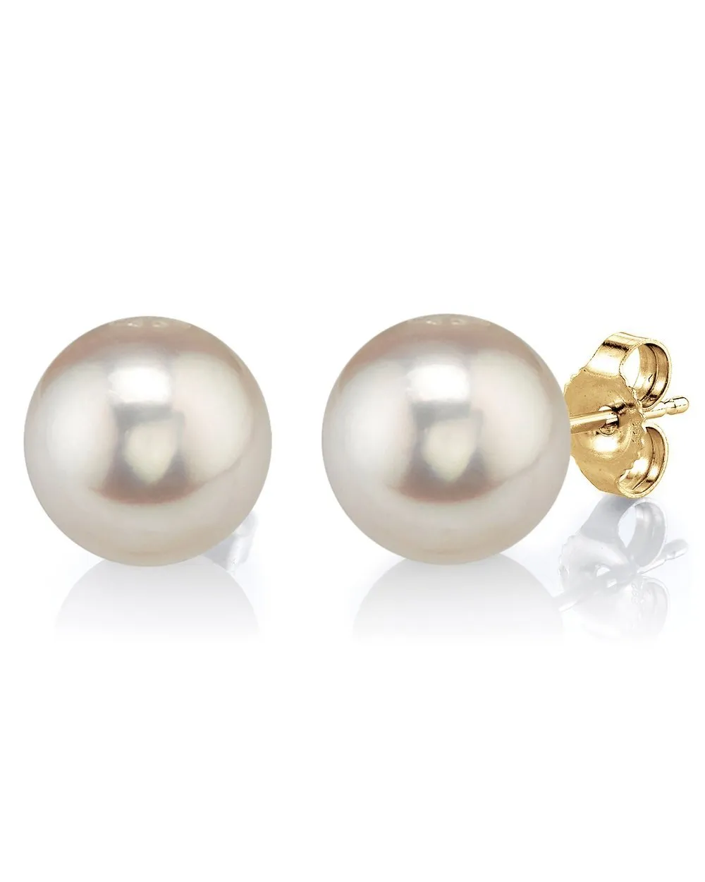 9mm White Freshwater Round Pearl Stud Earrings