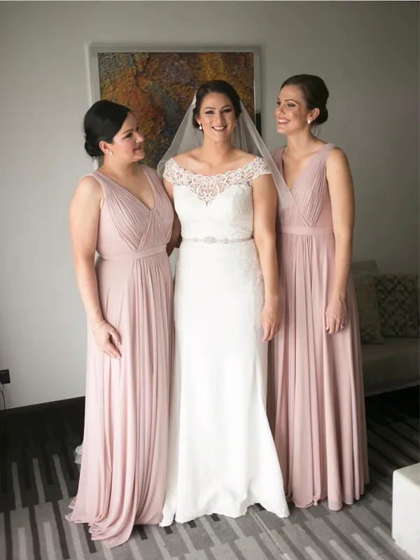 A-line Floor-length Long Chiffon Bridesmaid Dresses With Pleats, BD0552