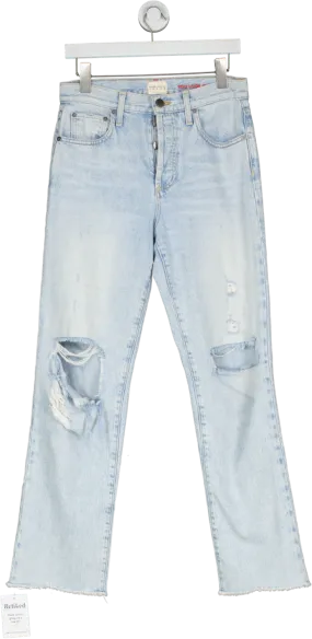 Alice   Olivia Blue Cotton Distressed Straight Leg Jeans UK 8