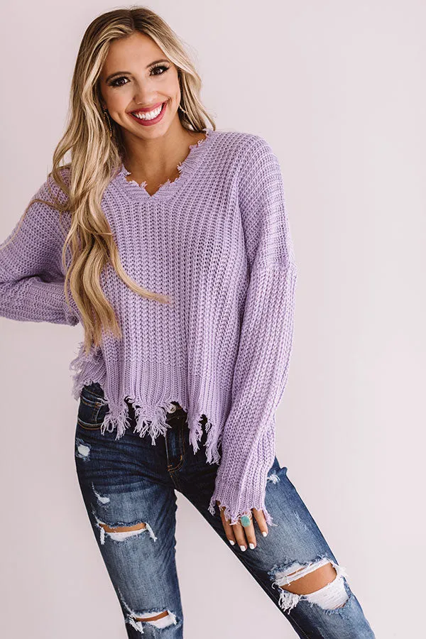 Always Fashionably Late Knitted Hoodie In Lavender