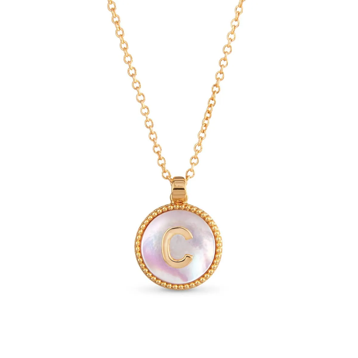 AMANDA BLU - GOLD MOTHER OF PEARL INITIAL NECKLACE - C - 18K GOLD DIPPED