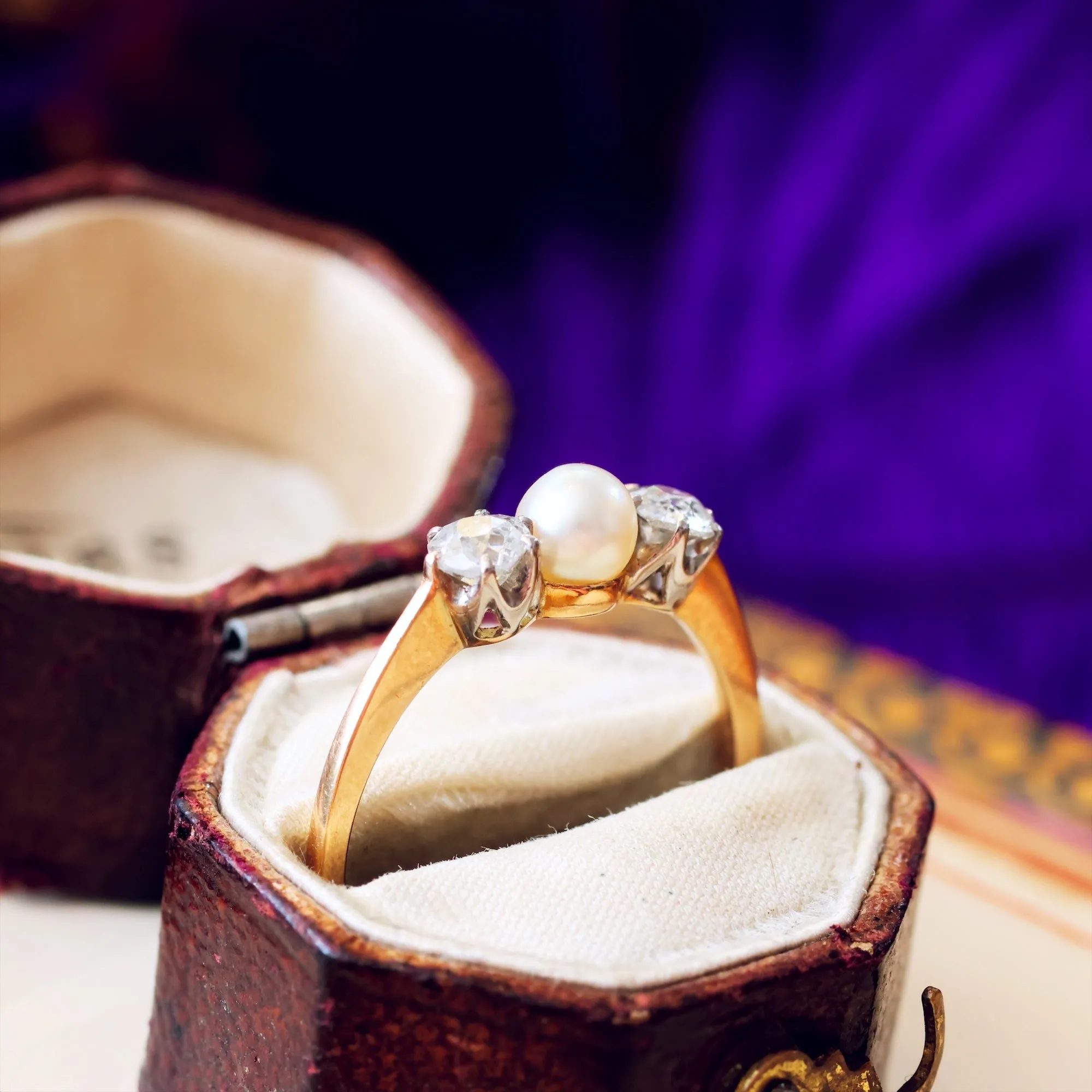 Antique 1920's Pearl & Diamond Trilogy Ring