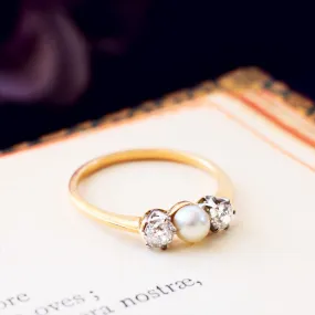 Antique 1920's Pearl & Diamond Trilogy Ring