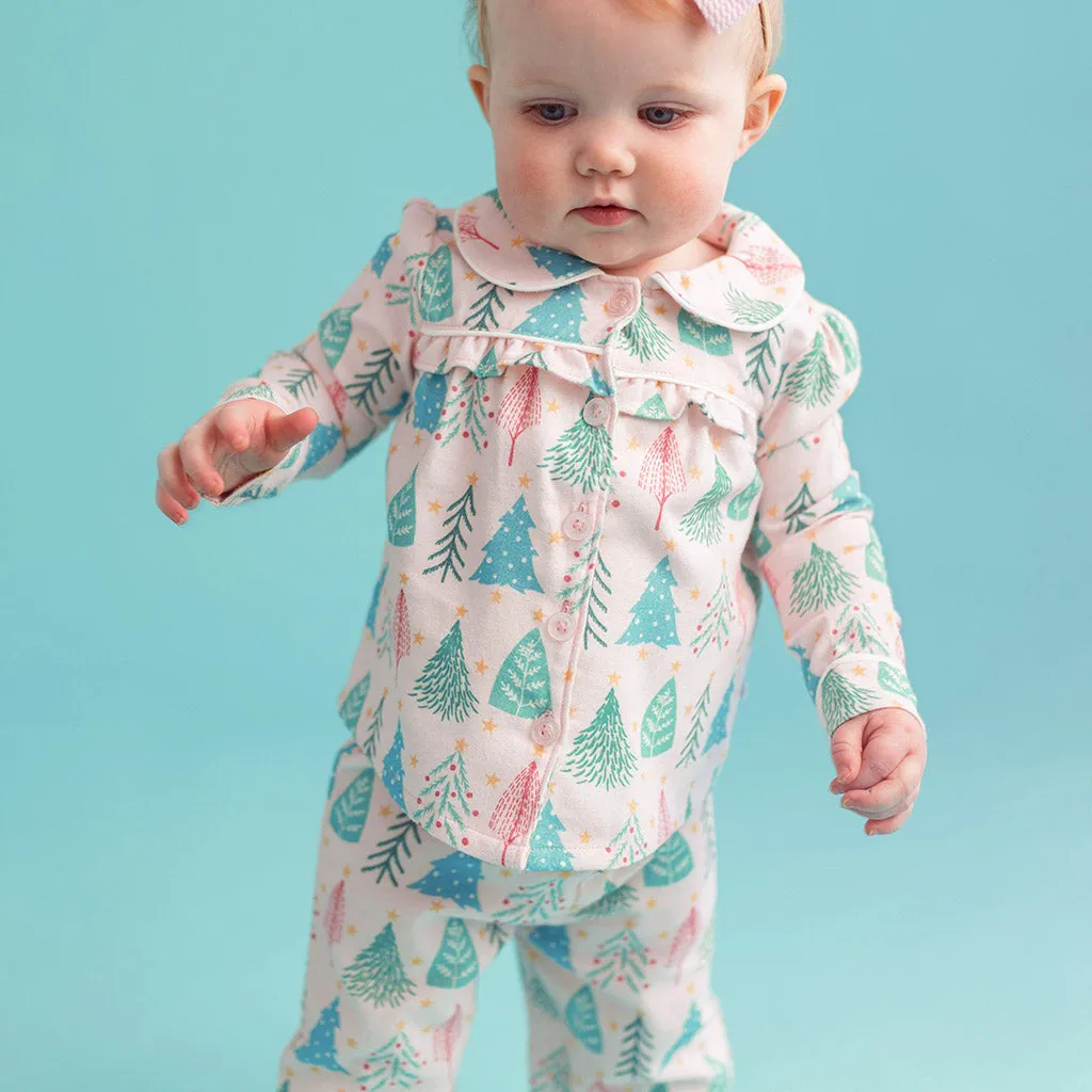 Balsam Flannelette Ruffled Pajama Set