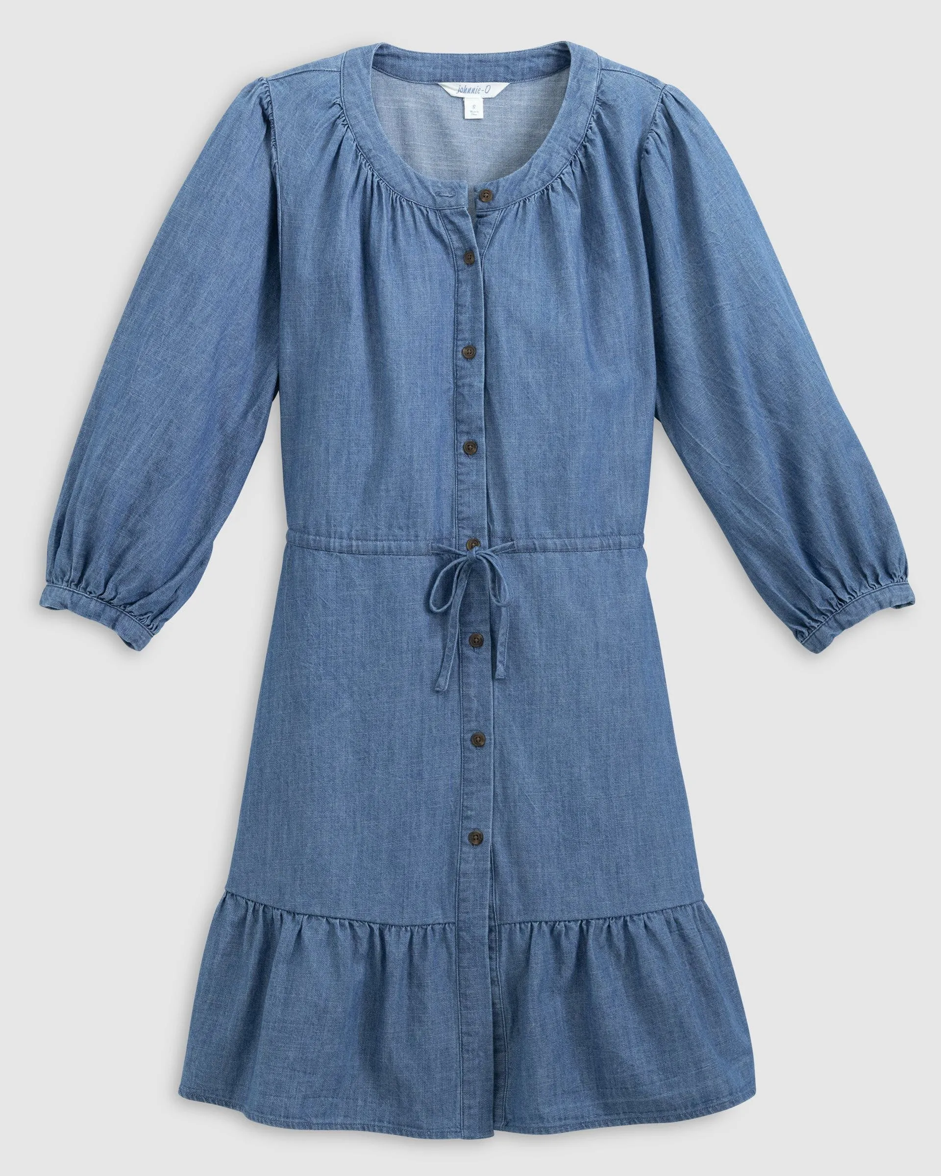 Becca Tiered Chambray Mini Dress