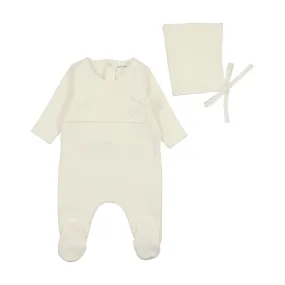 Bee & Dee Ivory Textured Pointelle Footie   Bonnet