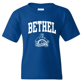 Bethel University Pilots Arch Logo Youth Short Sleeve T Shirt - Royal