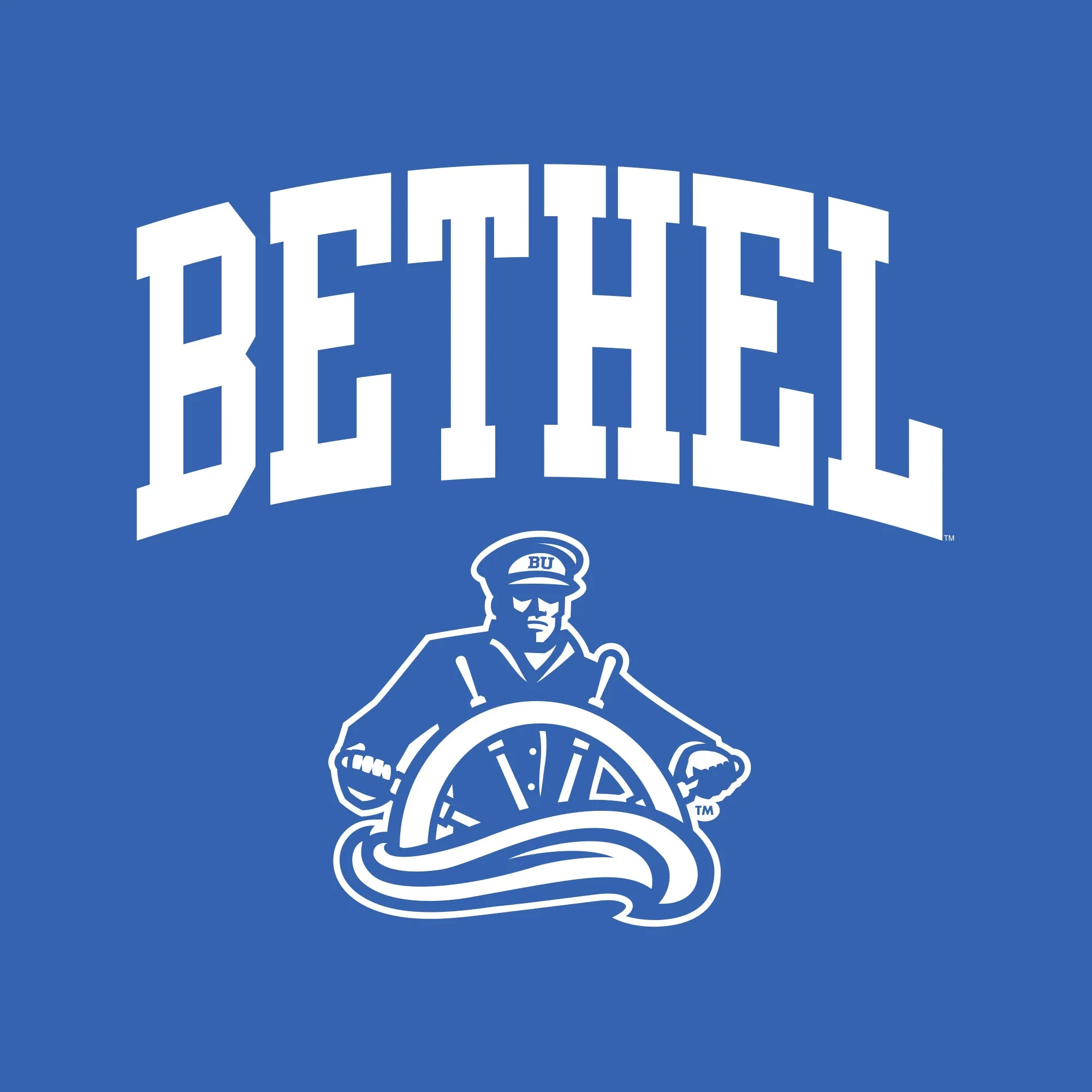 Bethel University Pilots Arch Logo Youth Short Sleeve T Shirt - Royal