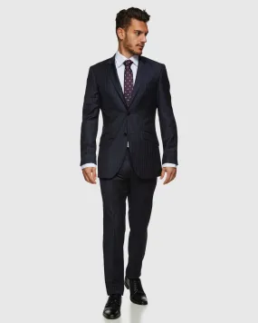 Big Guys Navy 2 Trouser Pinstripe Wool Suit Set