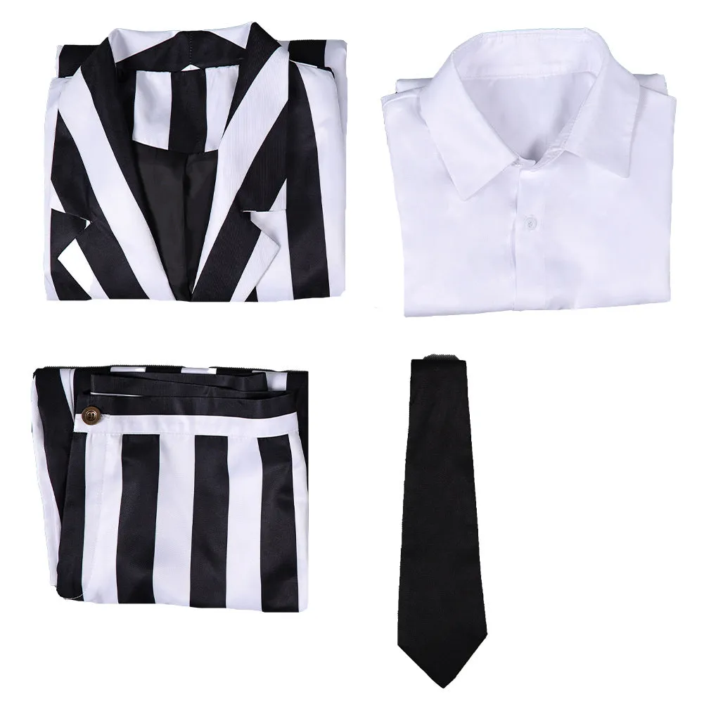 Black and white suit Cosplay Costume Outfits Halloween Carnival Suit cos Beetlejuice