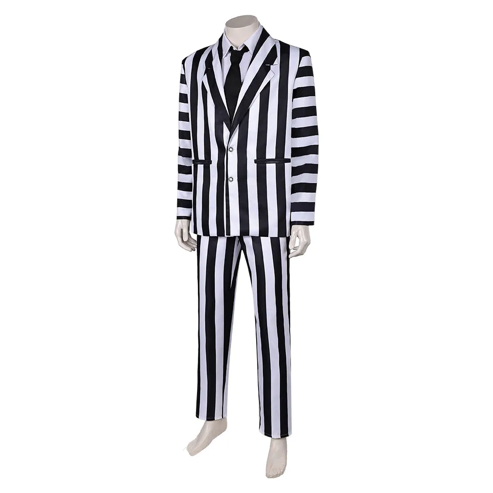 Black and white suit Cosplay Costume Outfits Halloween Carnival Suit cos Beetlejuice