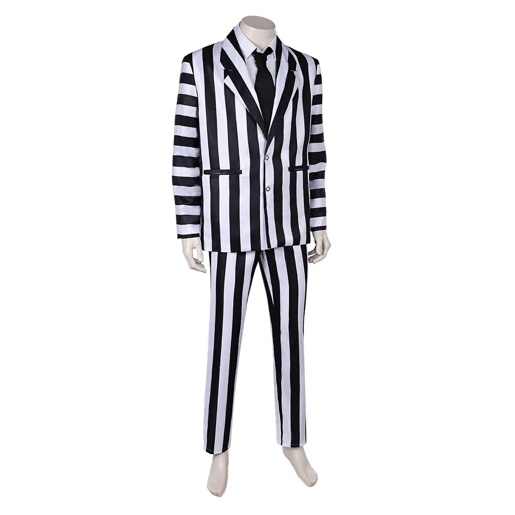 Black and white suit Cosplay Costume Outfits Halloween Carnival Suit cos Beetlejuice