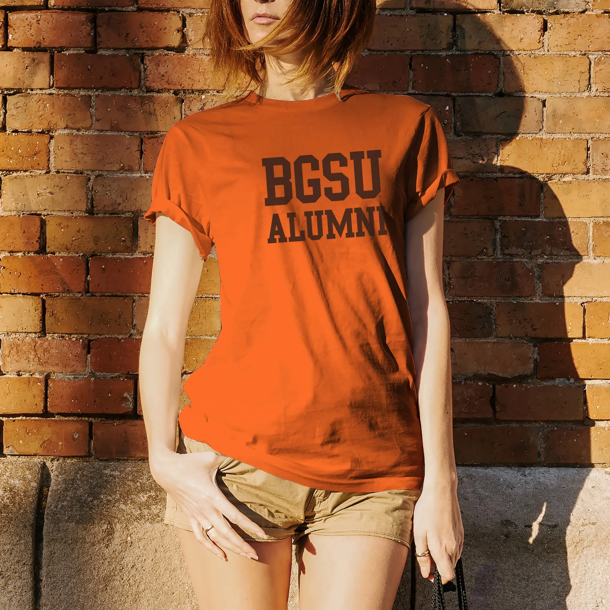 Bowling Green State University Falcons Alumni Basic Block Short Sleeve T Shirt - Orange