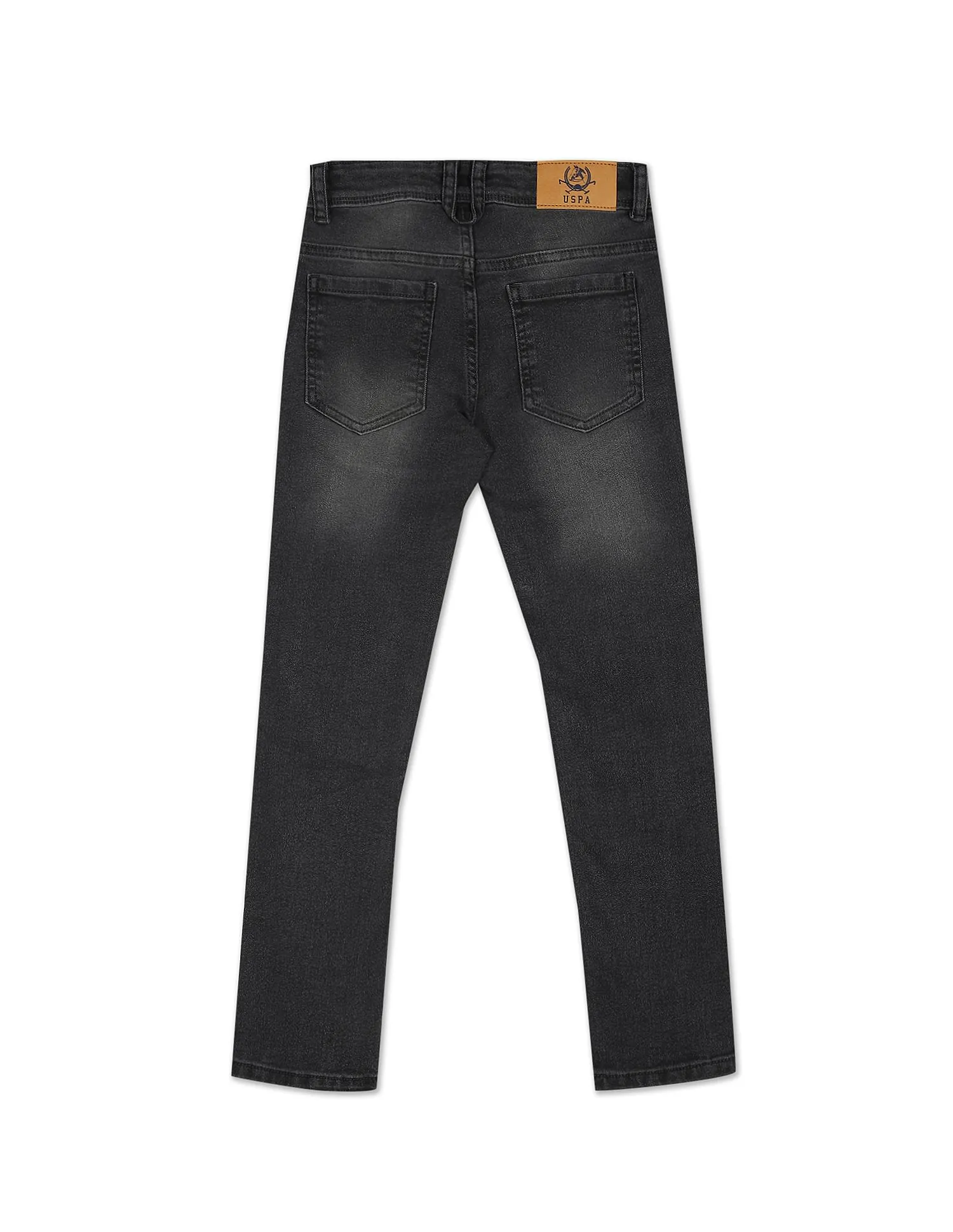 Boys Adjustable Waist Stone Wash Jeans