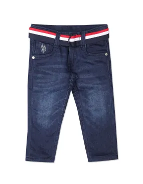 Boys Belted Skinny Fit Jeans