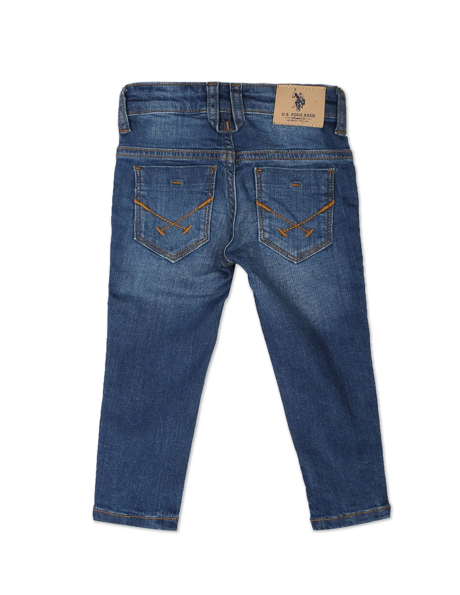 Boys Laser Brand Print Stone Wash Jeans