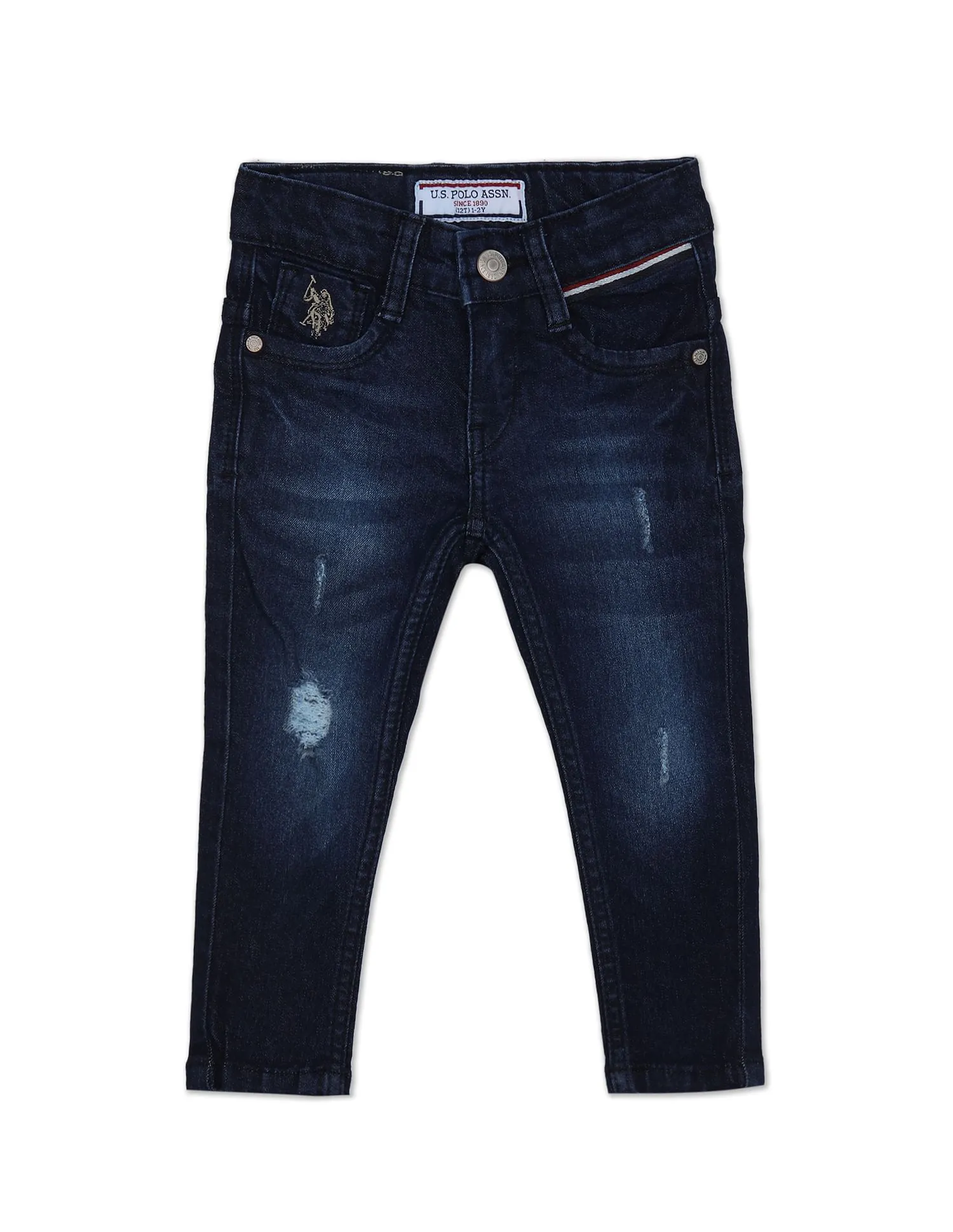 Boys Mid Rise Skinny Fit Distressed Jeans