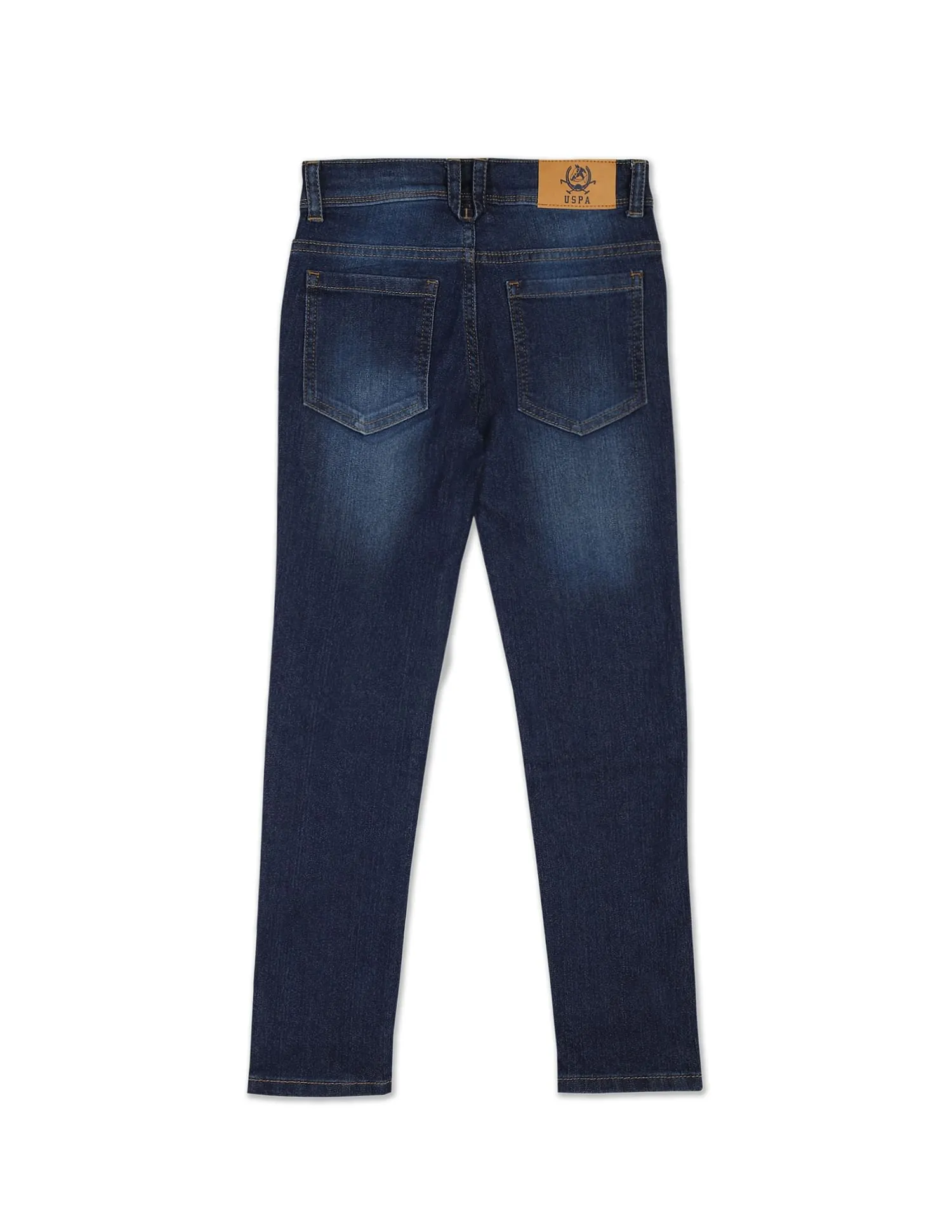 Boys Mid Rise Stone Wash Distressed Jeans