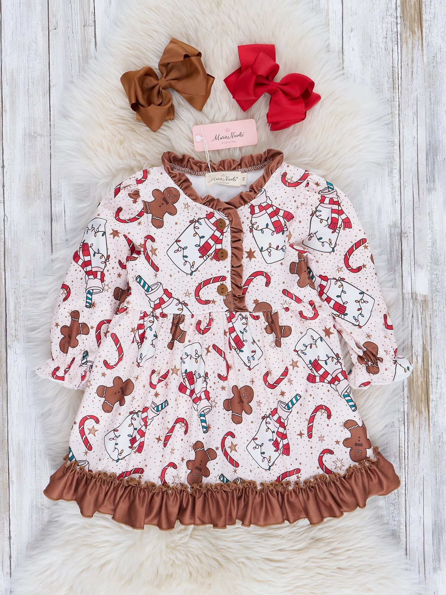 Brown Milk & Gingerbread Cookies Ruffle Night Gown