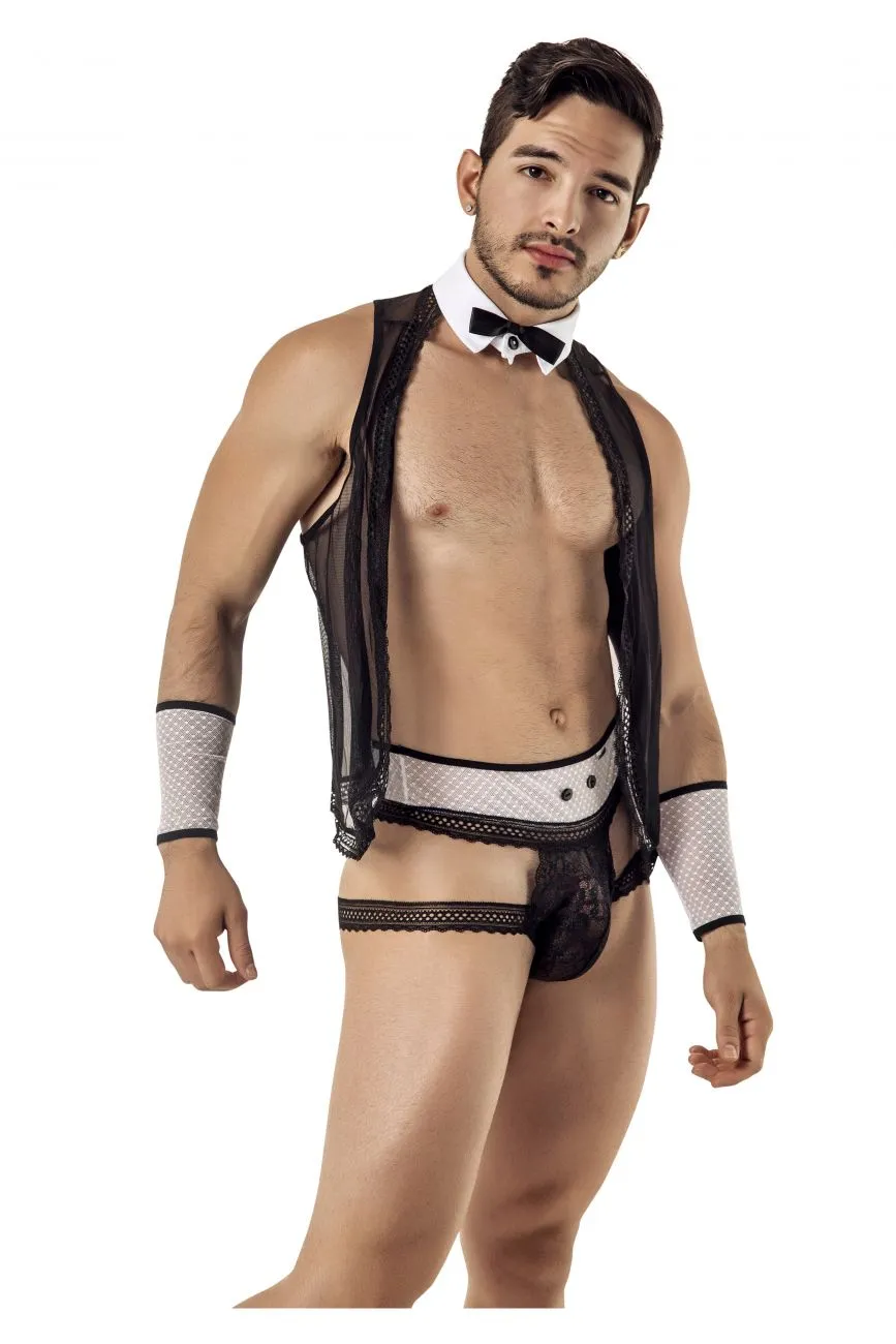 CandyMan 99426 Barman Costume Outfit Thongs Black & White