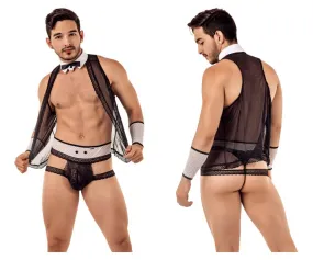 CandyMan 99426 Barman Costume Outfit Thongs Black & White