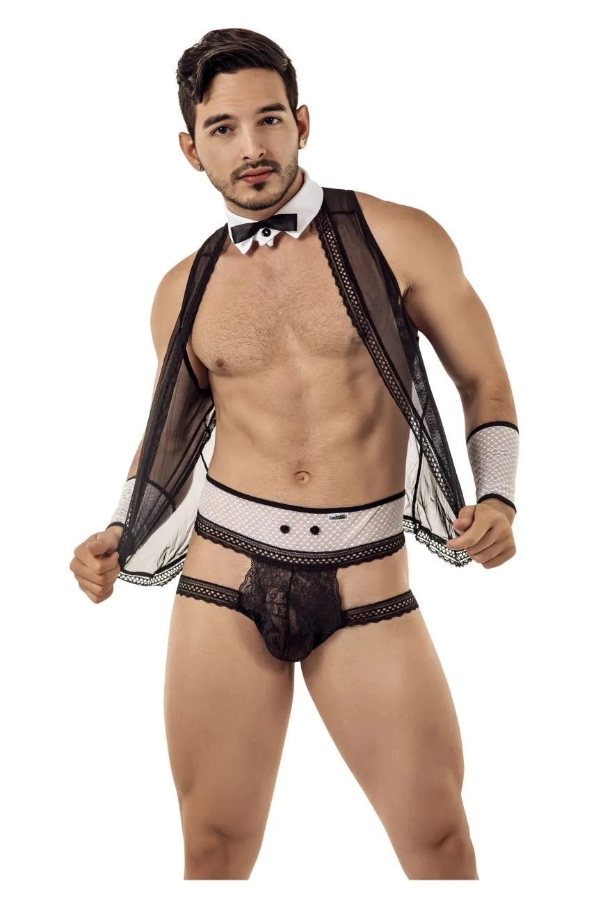 CandyMan 99426 Barman Costume Outfit Thongs Black & White