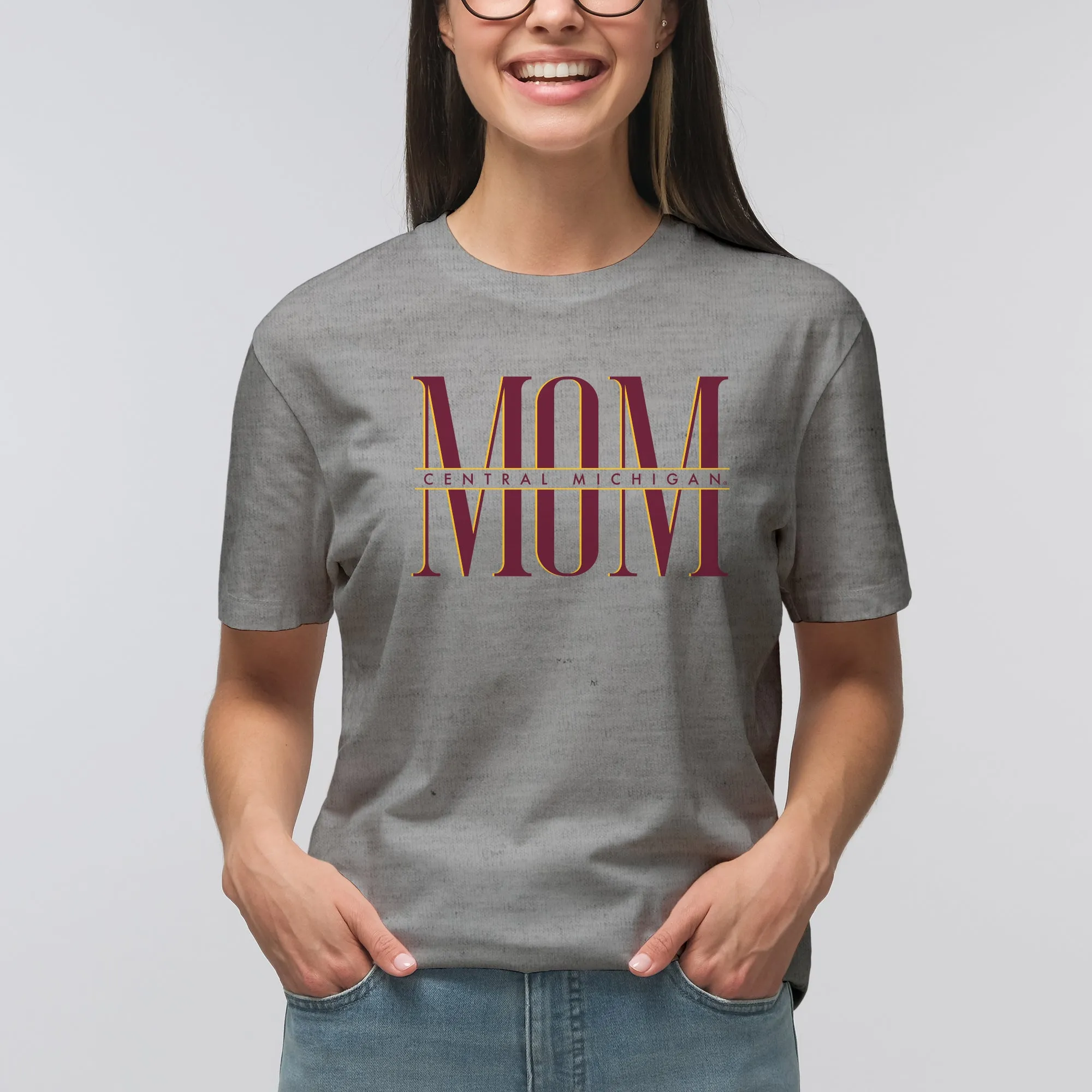 Central Michigan Classic Mom T-Shirt - Sport Grey