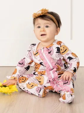 Cheerful Jack-o-Lanterns Footed Sleeper Pajamas