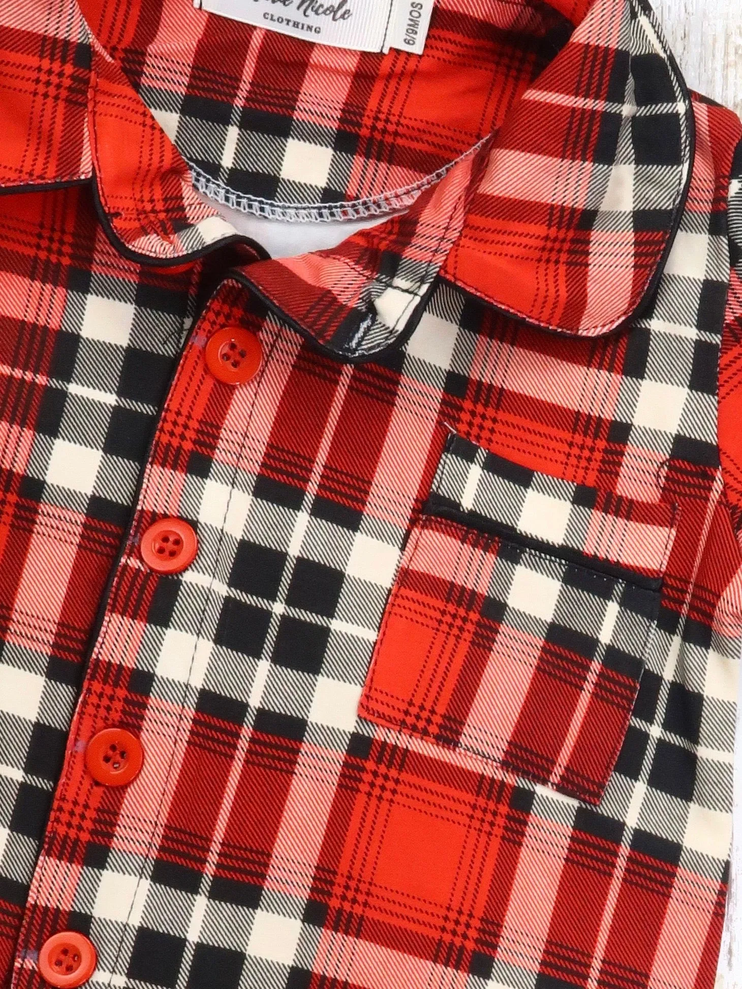 Christmas Plaid Ruffle Button Pajamas