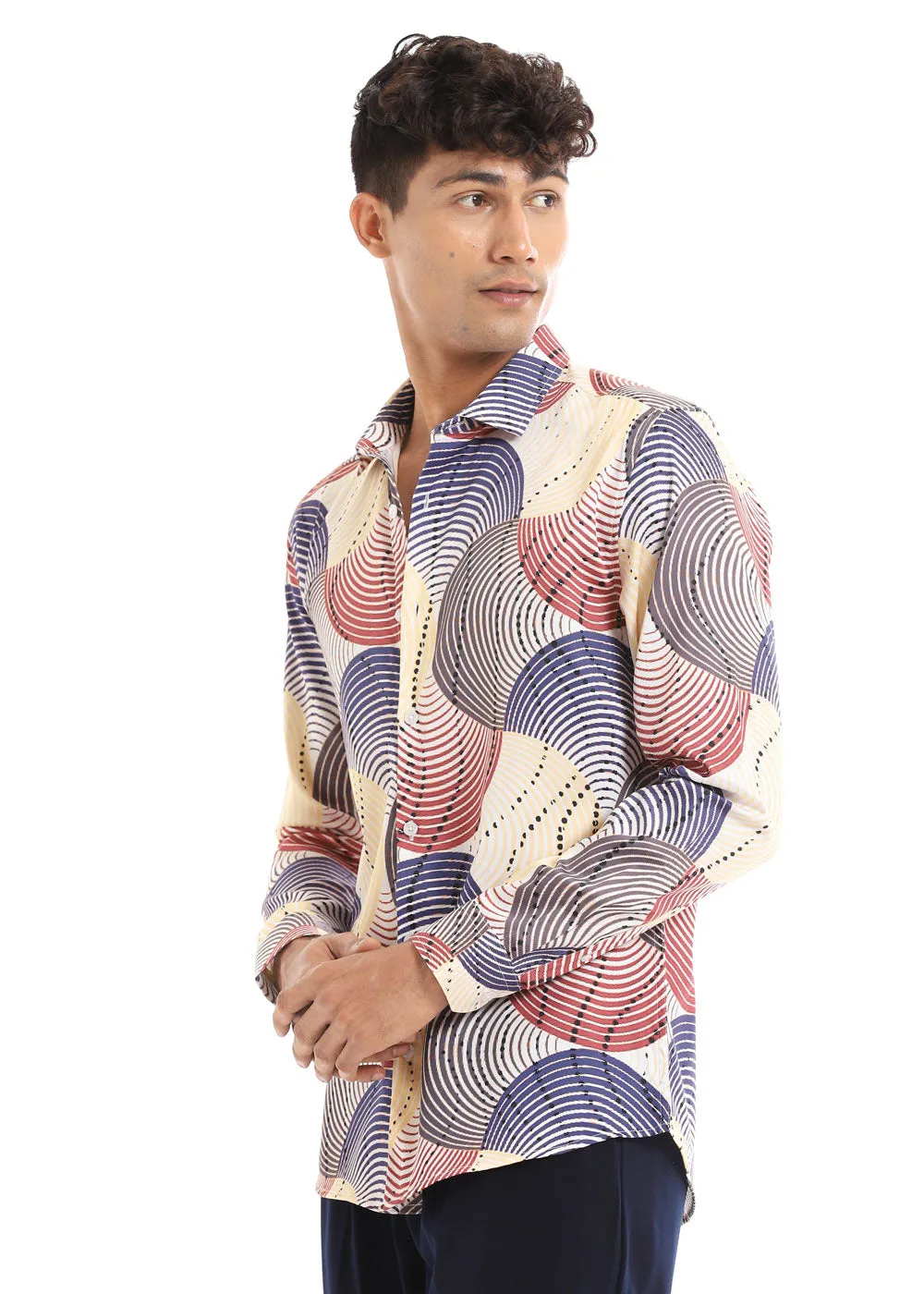 Circular Print Full-Sleeves Shirt