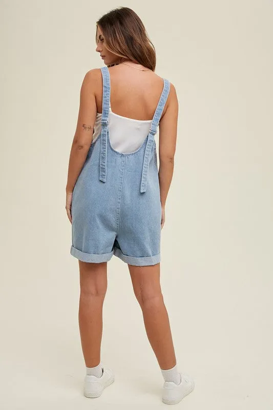 Cotton Denim Seam Detail Romper