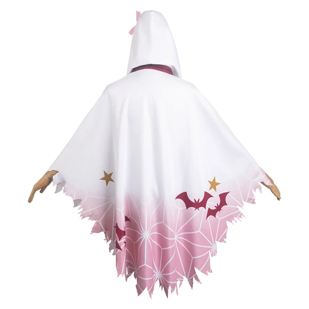 Demon Slayer Cosplay Kamado Nezuko Costume White Unisex Ghost Hooded Cloak Party Carnival Halloween Cosplay Costume Accessories