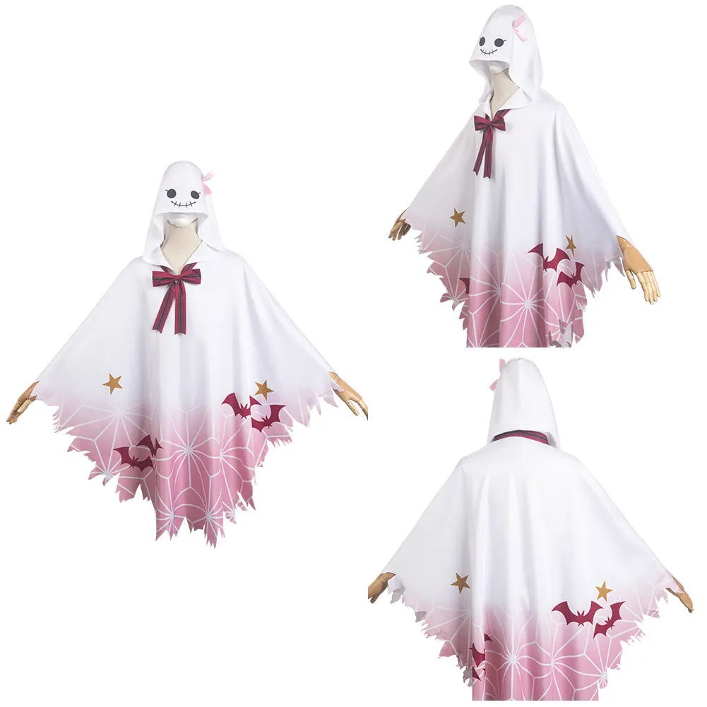 Demon Slayer Cosplay Kamado Nezuko Costume White Unisex Ghost Hooded Cloak Party Carnival Halloween Cosplay Costume Accessories