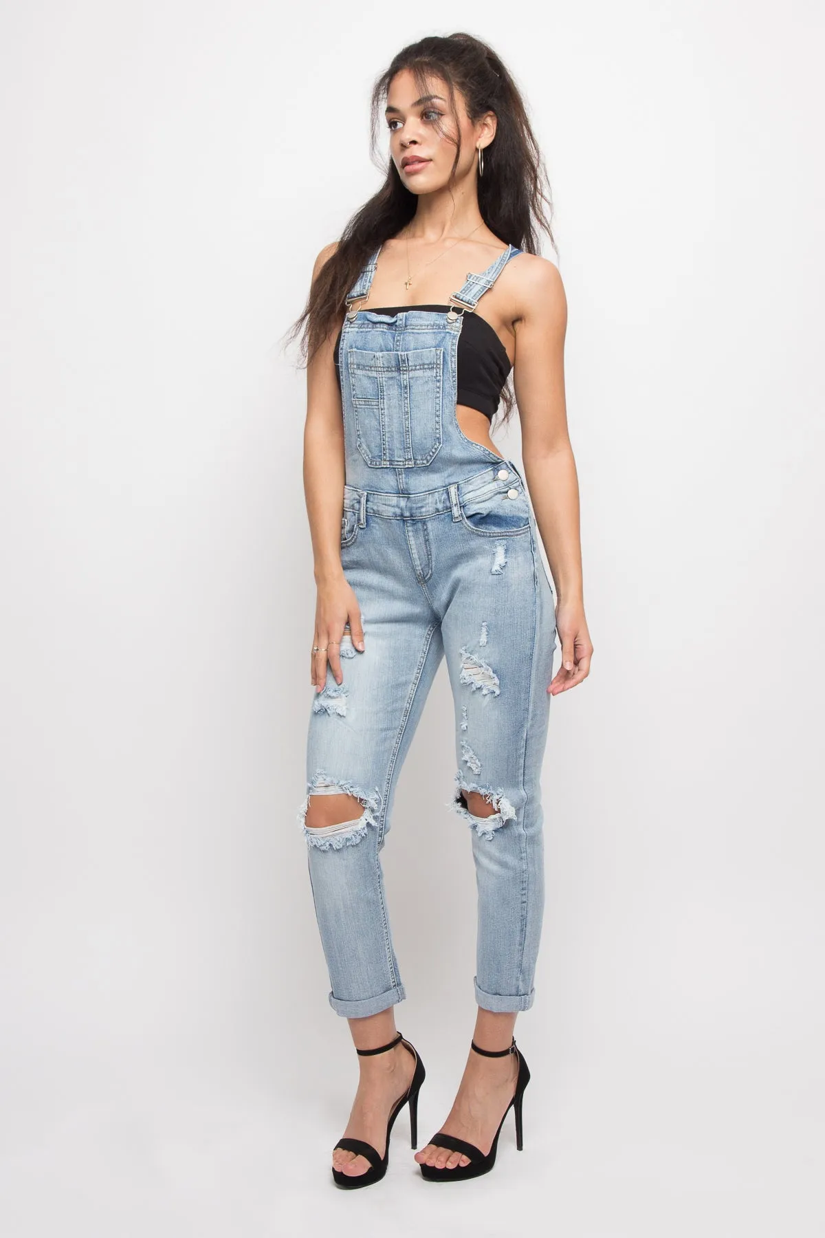 Destroyed Denim Overalls