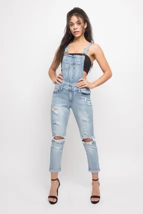 Destroyed Denim Overalls