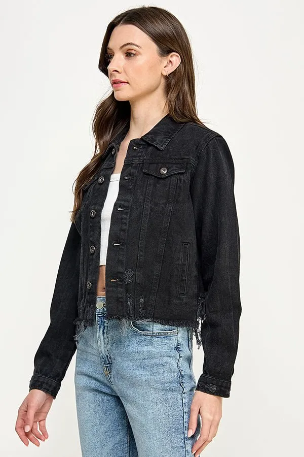 Distressed Cotton Denim Jacket