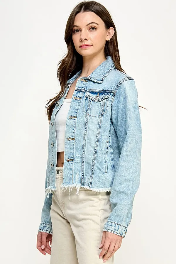 Distressed Cotton Denim Jacket