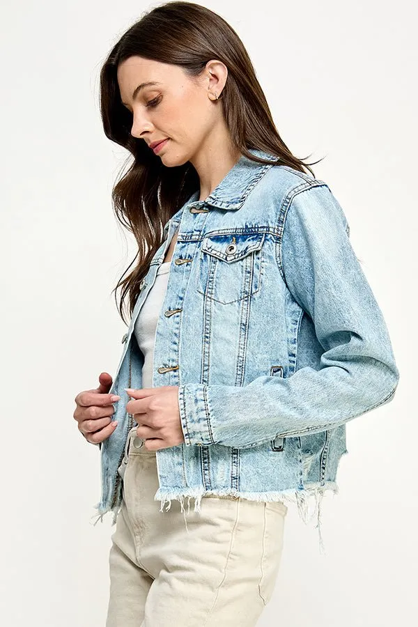 Distressed Cotton Denim Jacket