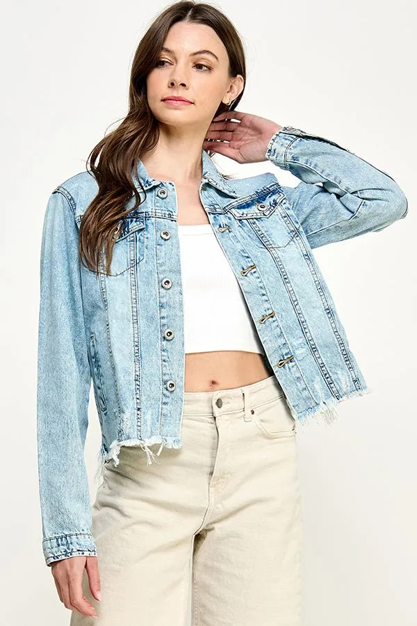 Distressed Cotton Denim Jacket