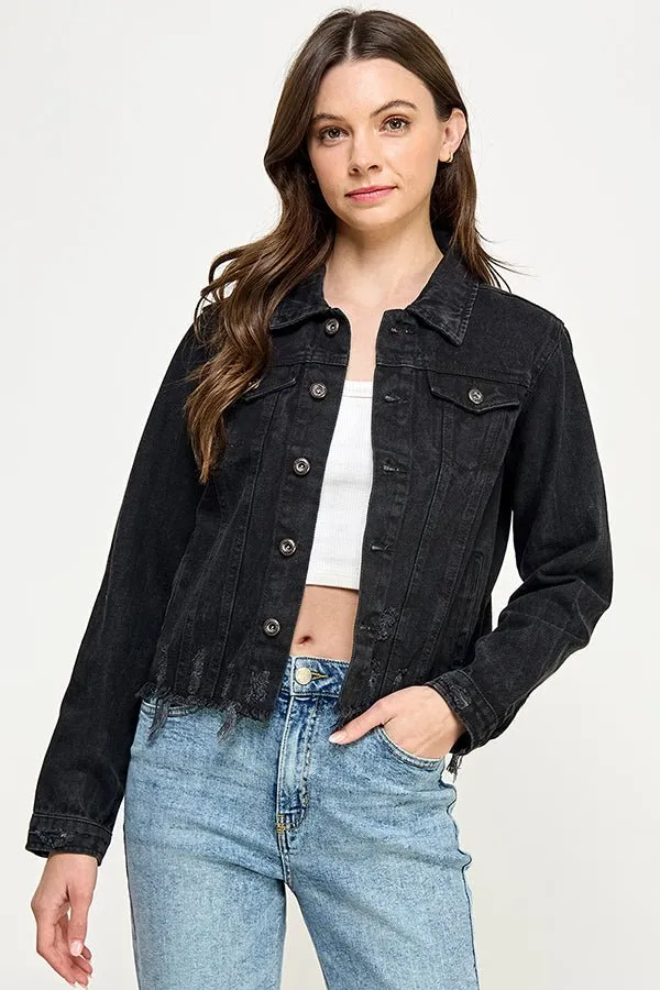 Distressed Cotton Denim Jacket