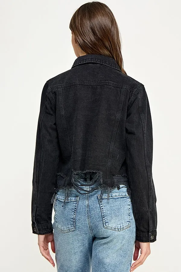 Distressed Cotton Denim Jacket