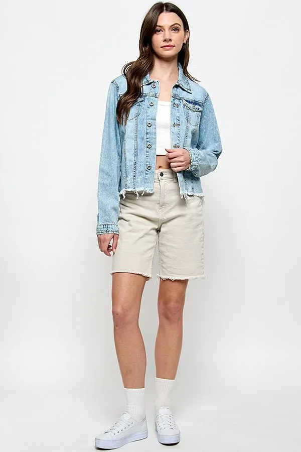 Distressed Cotton Denim Jacket